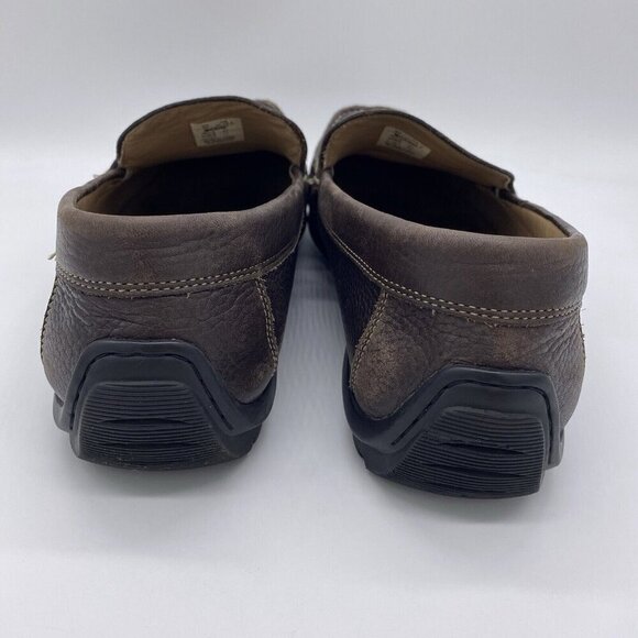 Ecco Shoes Men's EU 47 Slip On Driving Moccasin Loafer Brown Pebbled Leather - Picture 8 of 14